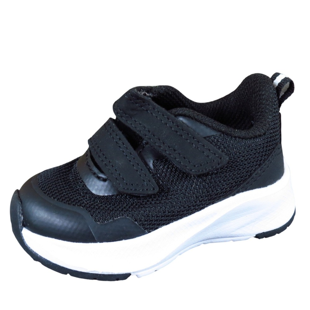 Athletic‎ Works Baby Boys Size 3 Black Mesh Jogger Sneakers Hook-and-Loop Kids